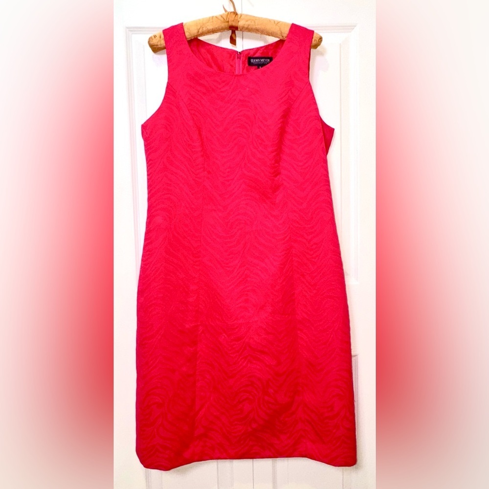 John Meyer Collection Bright Pink Zebra Jacquard Shift Dress – Size 10 – EUC